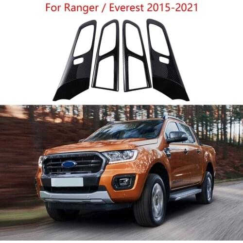 Carbon Fiber Inner Door Handle Panel Strip Frame Cover Trim for Ford Ranger / Everest 2015-2021 Accessories