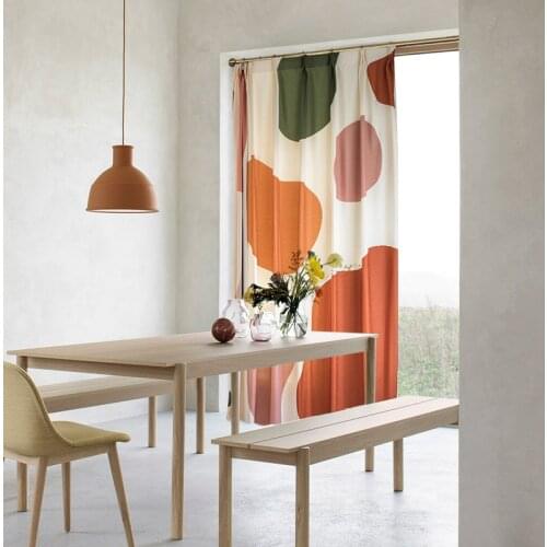 Creative Curtains for Living Room Bedroom Nordic Curtain Geometric Printed Blinds Embroidery White Tulle Thick Drapes