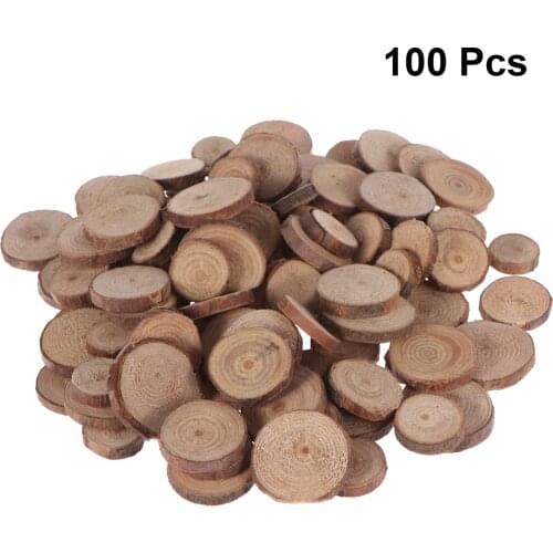 100pcs 1.5-3CM Wood Log Slices Discs For DIY Crafts Wedding Centerpieces Natural Pine Round Unfinished Round Wood Shooting Props