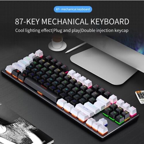 Mechanical Keyboard Wired Ergonomic Office Gaming Keyboard USB 87 Keycap Backlit Keyboard Support Windos/Macbooks/Imac