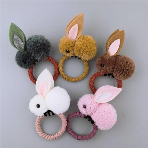 Kawaii Cartoon Plush Rabbit Ears Children Elastic Hair Rubber Bands Rope Ring Tie Accessories For Girls Kids Scrunchies Headwear