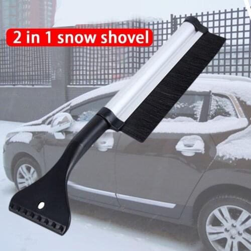 2 in 1 Multifunction Telescopic Ice Scraper High-strength Scalable Snow Shovel with Snow Frost Broom Brush Windshield Brush Tool