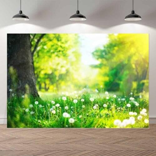 NeoBack Nature Spring Grassland Sun Light Flowers Trees Happy Easter Party Professional Studio Photography Backdrop Background