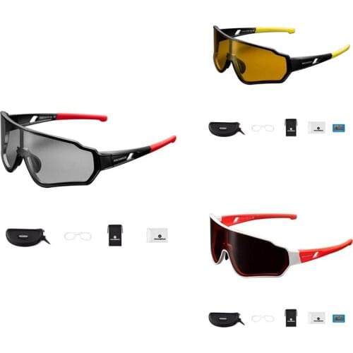 ROCKBROS Outdoor Sports Bike Riding Glasses Color Changing Style Hd Pc Lens Full Frame Windproof Glasses Adjustable Nose Pads