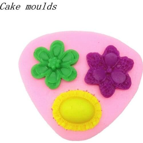 Wholesale Silicone mold RS097 Gemstone flower shape Jewelry DIY mold Decoration Fondant cake mold Free shipping