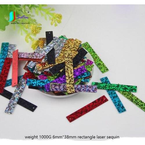 Wholesale 2-Hole Weight 1000g Dance Stage Clothes Bag Wedding dress Sew Decoration Colorful Holographic Rectangle Laser Sequin