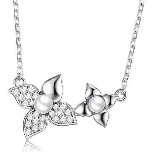 SILVERHOO S925 Sterling Silver Necklace Flower Shaped Cubic Zirconia Necklace For Women Best Selling Fine Jewelry Birthday Gifts