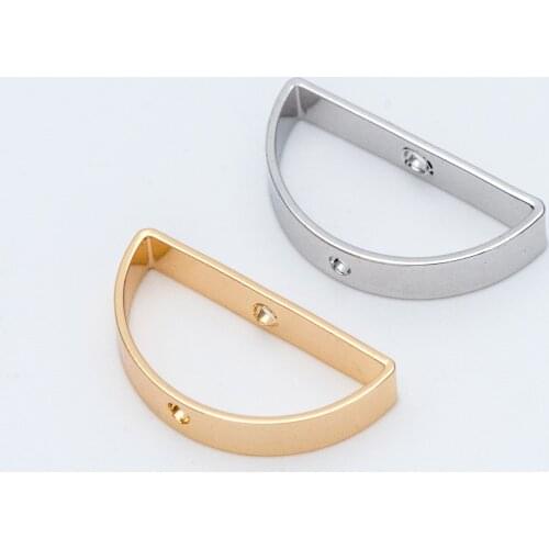 10pcs Gold/ Silver tone Semicircle Link Pendants, Gold/ Rhodium plated Brass, Geometric Half Moon Charms with 2 Holes (GB-791)