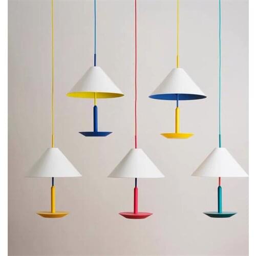 Nordic Color Pendant Lights Indoor Bedroom Living Room Clothing Store LED Light Fixtures Contrast Color Restaurant Pendant Lamps