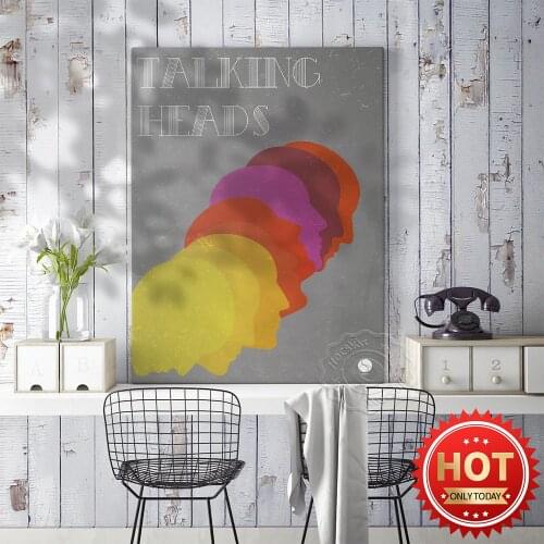 America New Wave Music Band Talking Heads Poster, Colorful Talking Heads Art Canvas Painting Wall Picture, Bar Pub Club Decor