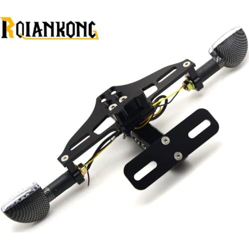 Motorcycle Adjustable Aluminum License Number Plate Frame Holder Bracket with LED light for KAWASAKI YAMAHA HONDA EXC EXCF