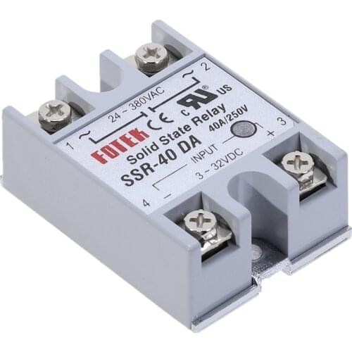 1pcs SSR-40DA 40A Solid State Relay Module 3-32V DC Input 24-380VAC