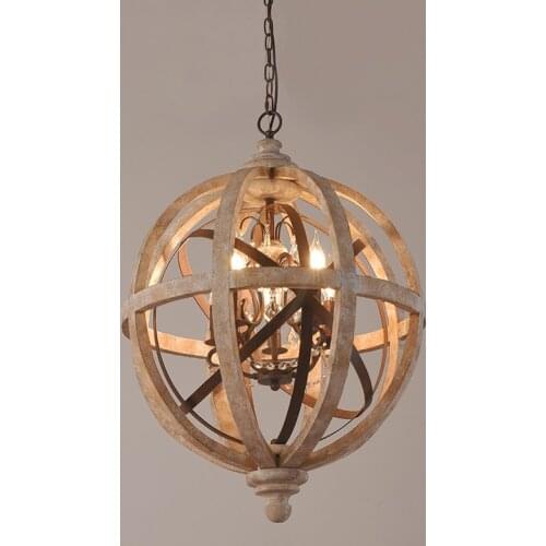 Retro Chandelier Lighting Hanging Pendant Lamp Dining Living BedRoom Fixture Round Wood Loft Suspension Vintage Light