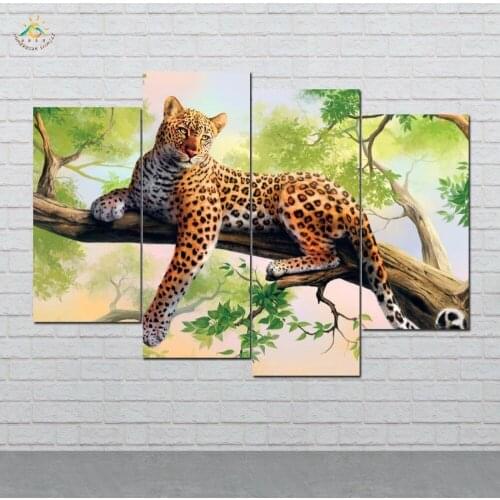 Picture And Poster Canvas Painting Modern Lepord On the Tree Wall Art Print Pop Art Wall Pictures For Living Room 3 PIECES