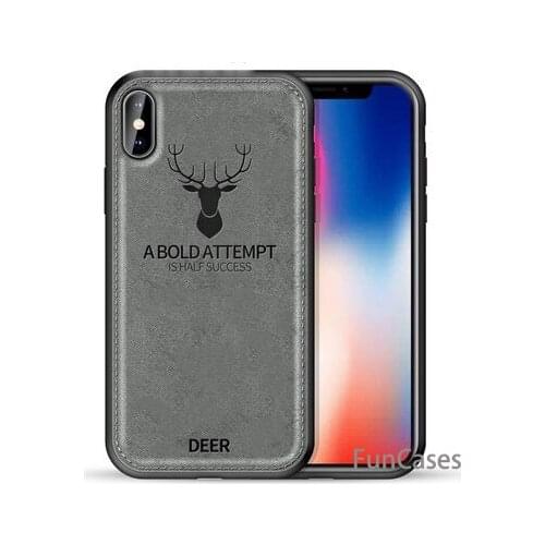 Luxuy Cloth Texture Deer Soft TPU Case For iphone X XR XS Max 6 6s 7 8 Plus Canvas Silicone Case For iphone XS 8Plus 7Plus 6Plus