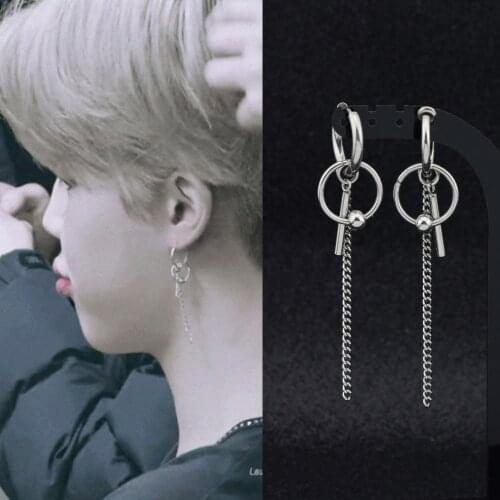 1 pc Stainless steel Circle Bead Stud Earrings KPOP Bangtan Boys Earrings Punk jewelry for men women Jimin same Fans