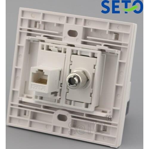 SeTo 86 Type RJ45 Cat5e Network Lan + TV Connector Wall Plate Socket Keystone Faceplate