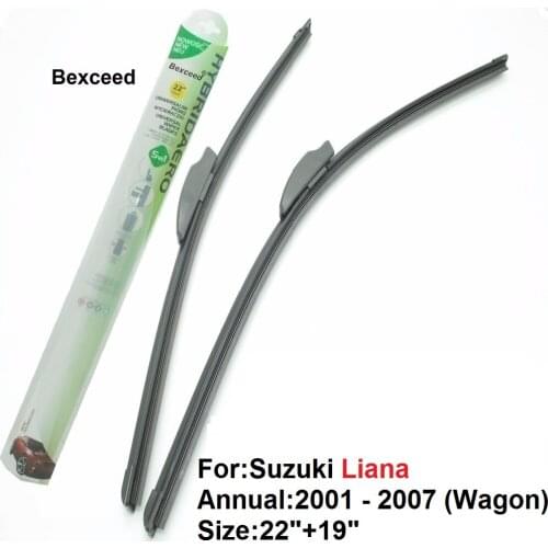 For Suzuki Liana Wagon Bexceed of Car Windscreen Windshield All Season Flat wiper blade 22"+19" 2001 2002 2003 2004 2007