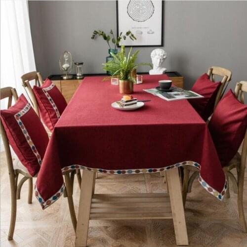High Quality American Embroidery Table Cloth Vintage Rural Red Blue Green Table Cover Home Textile Polyester Tablecloth ZC043