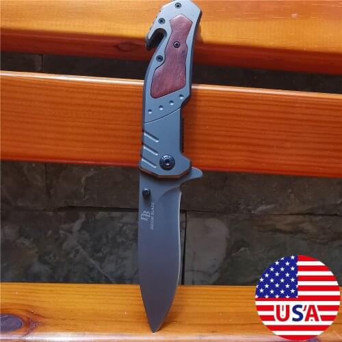 58HRC Folding Knife 7CR13MOV Blade Wood Handle Outdoor EDC Tools Tactical Camping Survival Hunting Pocket Knives