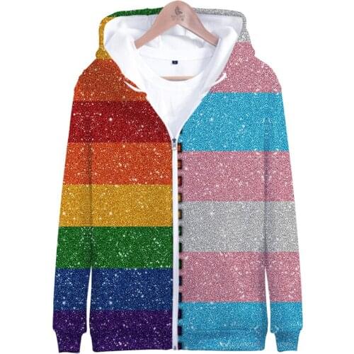 Trots LGBT hoodies Gay Liefde Lesbische Regenboog Ontwerp Rits Hoodie sweatshirt Mannen/Vrouwen Koppel Game Hip Pop Zipper
