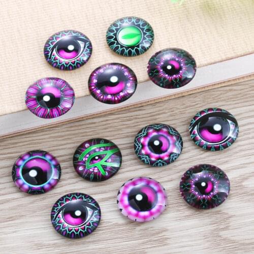 TYLFNL 50 pcs mix eye Pattern Round Glass Cabochon 16mm 18mm Dome Flat Back DIY Jewelry Finding S-010306