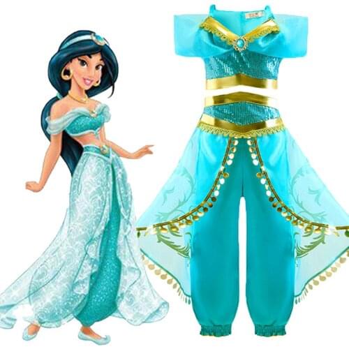 Halloween Party Arabian Aladdin Dress Girls Kid Summer Jasmine Princess Cosplay Costume Christmas Childrens Dress