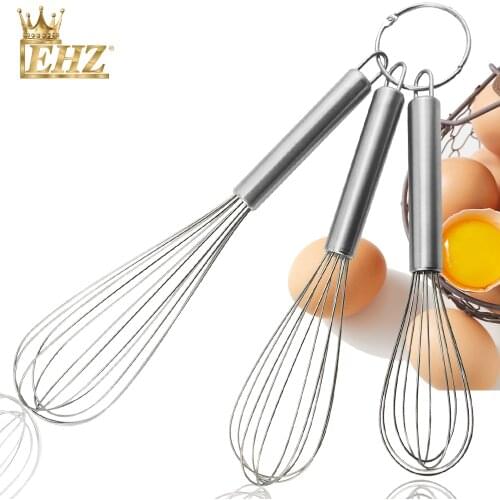 EHZ Egg Whisking 3 PCS Set Stainless Steel Bold Manual Egg Whisk Frother Butter Salad Blender Home Kitchen Chef Baking Tools