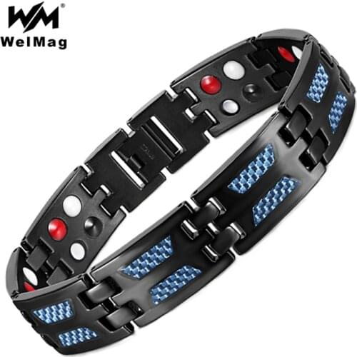 WelMag Fashion Charm Magnetic Bracelets Health Energy Titanium Hologram Bracelets & Bangles Trendy lovers' Wristband Jewelry