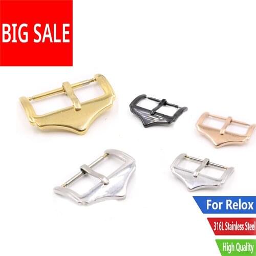 CARLYWET 14 16 18 20 22mm Replacement 316L Stainless Steel Silver Black Rose Gold 2mm Tang Tongue Pin Watch Buckle For Rolex