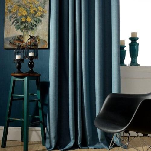 Modern Simple Imitation Cotton Linen Blackout Curtains for Living Room Bedroom Environmental Protection Curtains Custom