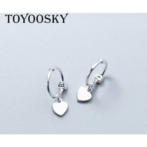 TOYOOSKY Real 925 Sterling Silver Silver Rose Gold Color Heart Earrings for Women Girls Small Studs Ear Jewelry Gift