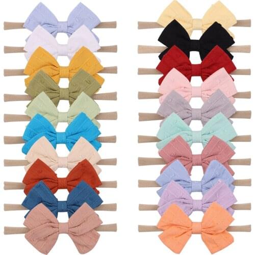 20Colors 1Piece Solid Baby Headband For Girls Bowknot Elastic Hair Band Handmade Turban Boutique Headwear Kids Hair Accessories