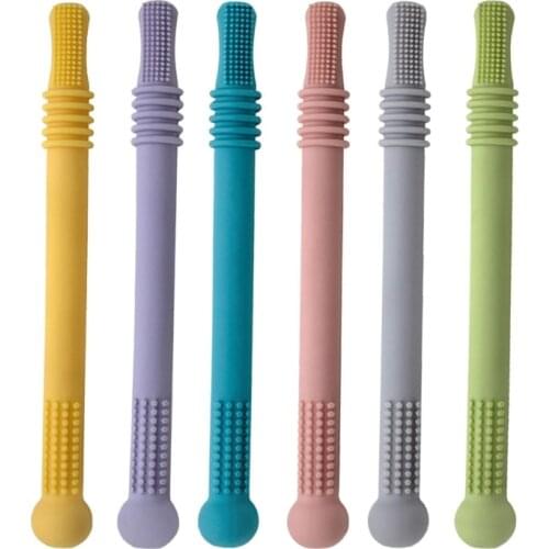 1pc Molars Baby Teether Safe Toys Toddle Teething Straw Silicone Chew Dental Care Toothbrush Gift D0AF