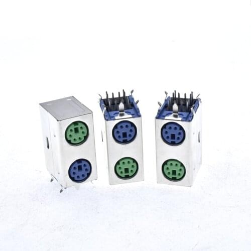 10Pcs/Lot S Terminal Jack/Socket Female connector Double PS2 PS2-6P 6Pin 6P 90 Degree