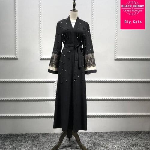 2020 Adult Casual Lace diamond Robe Musulmane Turkish Dubai Fashion Abaya Muslim Dress lace Robes Arab Worship Service Wj1880