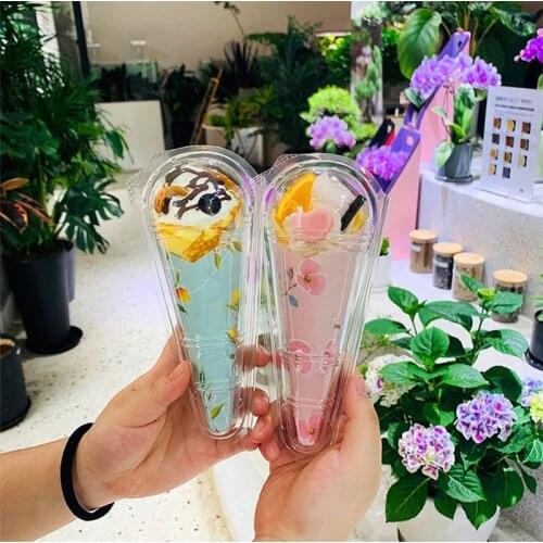 50pcs Disposable Dessert Packing Box Transparent Plastic Ice Cream Cake Packaging Case Food Container
