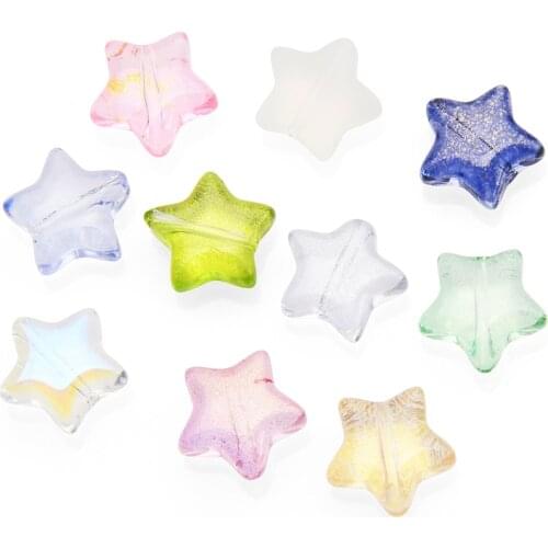 50Pcs 10mm Five-pointed Star Shape Crystal Glass Beads Lampwork Beads Gradient Color For DIY Making Handmade Jewelry Accessories
