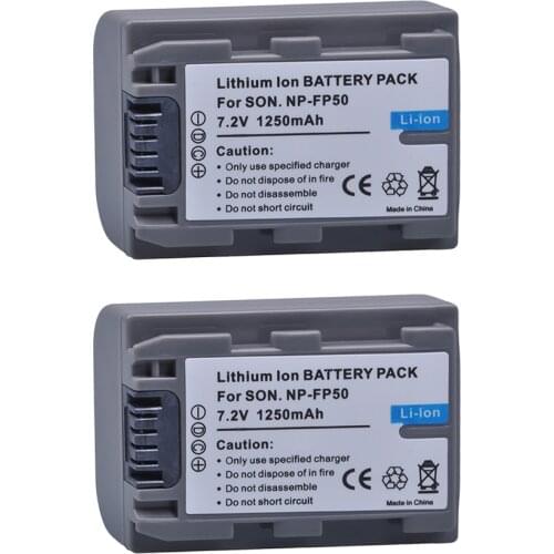 2Pc NP-FP50 NP FP50 NPFP50 Batteries for Sony NP-FP30 NP-FP50 NP-FP60 NP-FP70 NP-FP71 NP-FP90 Sony DCR-SX40 SX40R SX41 HDR-CX105