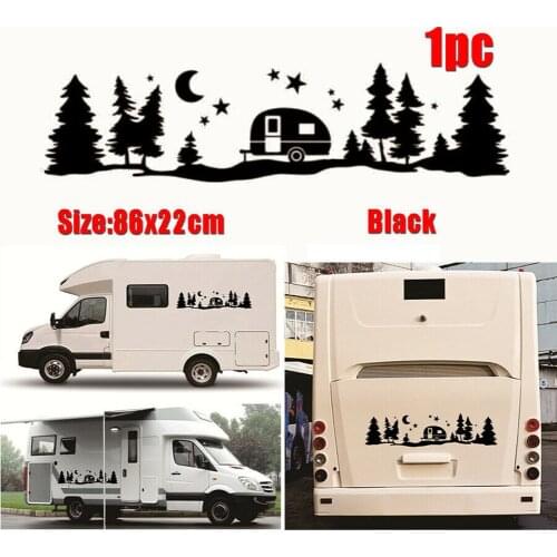 86x22cm Car Vinyl Film Black Car Stickers Star Moon Tree Graphic Waterproof DIY Styling Wrap Motorhome Detailing Car Accessories