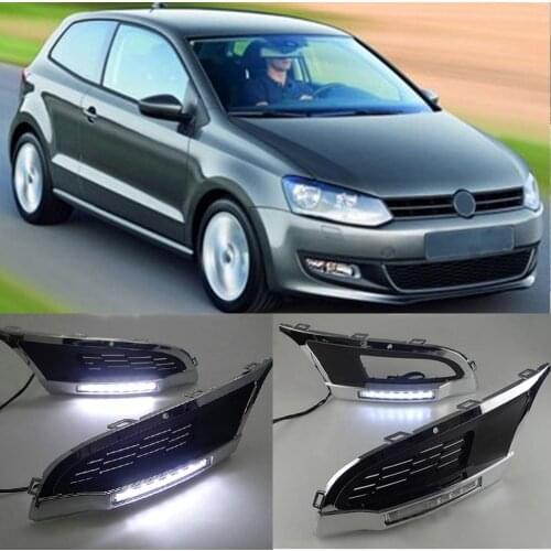 CAPQX 1Pair For VW Polo 2010 2011 2013 LED Daytime Running Light DRL Day Light Driving lamp Front Fog Light cover cap Frame