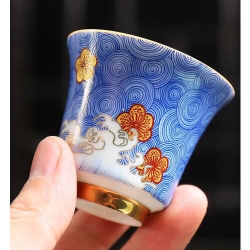 Porcelain Enamel Tea Cup Household Tea Set Tea Cup Manual White Jade Tea Cup Single Cup Master Cup