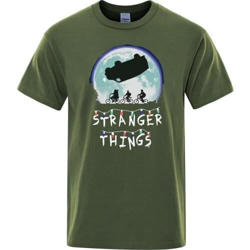 Stranger Things UPSIDE DOWN Print Short Sleeve Men T Shirt Casual Funny Tops Mens Harajuku Streetwear 2020 Cotton T-Shirt Mens