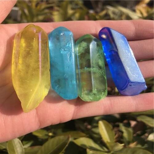 Electroplated Red Titanium Rainbow Aura Lemurian Quartz Crystal Point Healing Stones Decor Natural Quartz Crystals