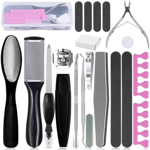 20pcs/set Pedicure Tools Professional Multifunctional Foot Care Scrub Kit Callus Remover Set For Men Women Home Travel Salon