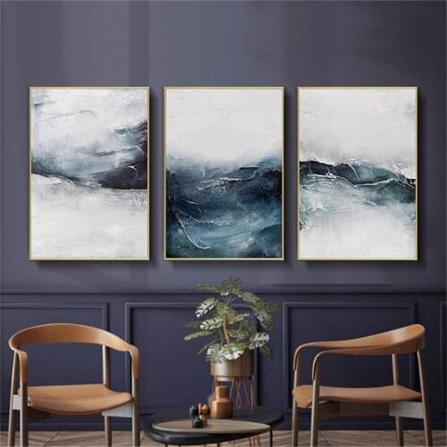 Minimalist Style Painting Blue Sea Wall Art Canvas Painting Nordic Posters And Prints Plant Wall Pictures For Living Room Decor