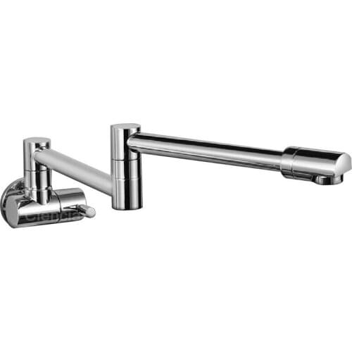 Copper chrome-plated single cooling kitchen faucet universal rotating kitchen faucet stretching and lengthening folding faucet