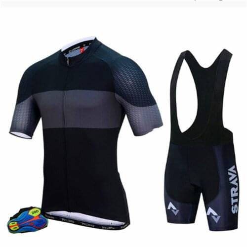 Mens New STRAVA Summer Cycling Jersey Set Breathable Bike Wear Team Racing Sport Bicycle Men Cycling Clothing Short Sleeve Suit