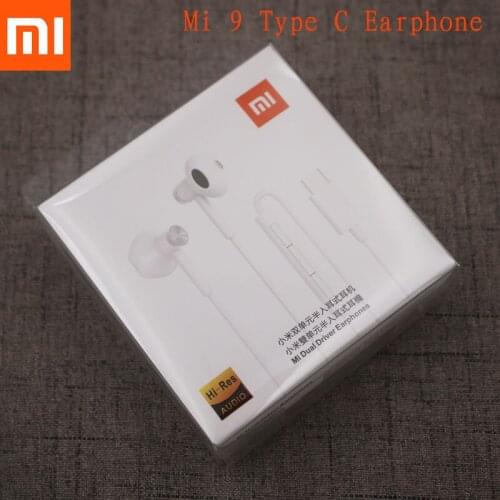 Xiaomi Mi 9 Type-C Earphone Dual Driver Half In Ear Earphone Wired Control Headsets For Xiaomi MIUI 11 Ultra 10T 10i 10S 9 8 Pro