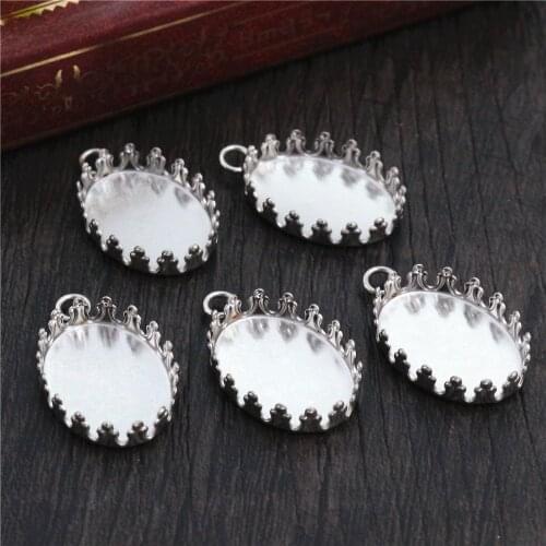 No Fade ) 10pcs 13x18mm Inner Size Stainless Steel Material Oval Style Cabochon Base Cameo Setting Pendant Tray -S2-31